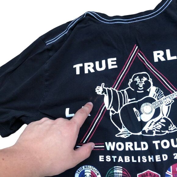 TRUE Religion T Shirt Buddha World Tour Large - Picture 9 of 13